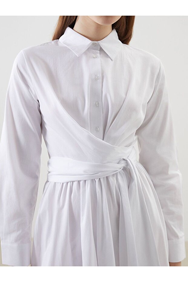 LCW Modest Gömlek Yaka Poplin Elbise - 3