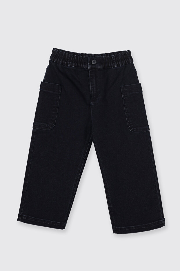 Baby Boy Navy Blue Jeans with Elastic Waist
