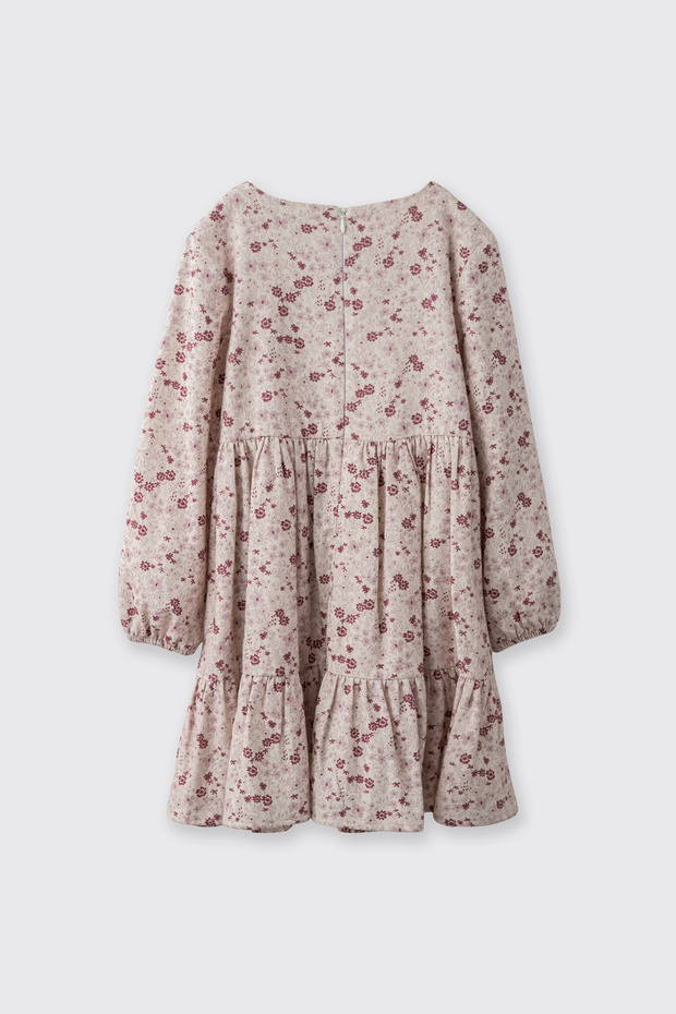 Kız Çocuk Çiçek Desenli Ekru Elbise - 2