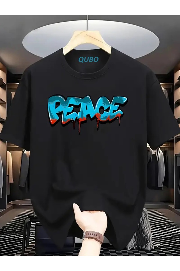 qubo Unisex Oversized Printed Cotton Crew Neck Short Sleeve T-shirt
