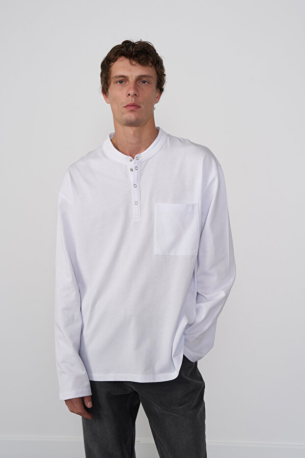 Oversize Çıtçıtlı Basic Tshirt - 3