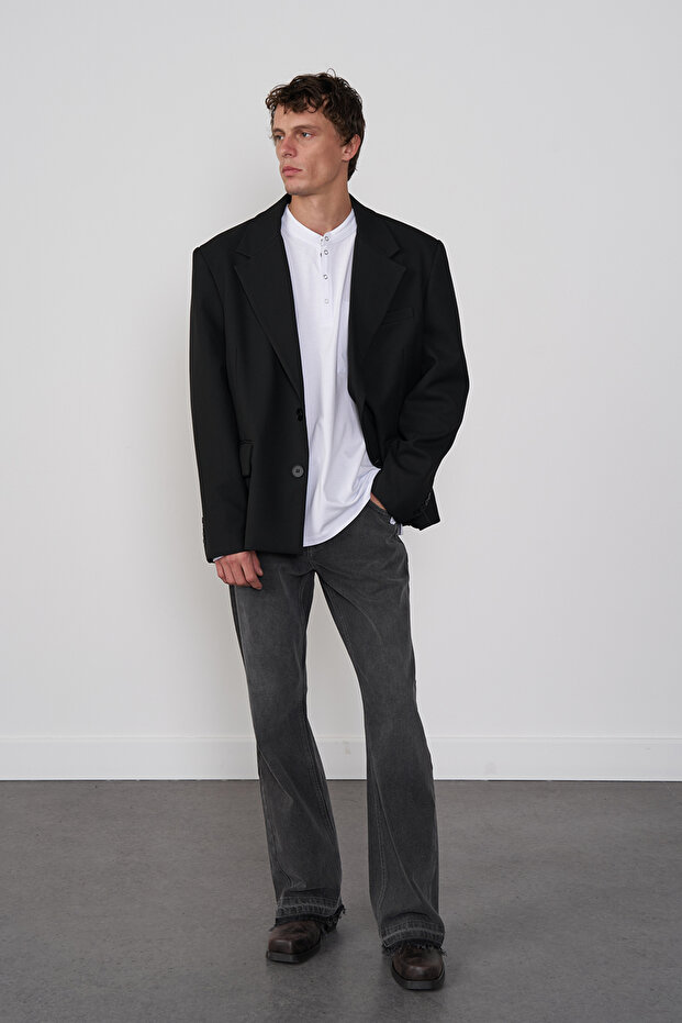 Oversize Çıtçıtlı Basic Tshirt - 2