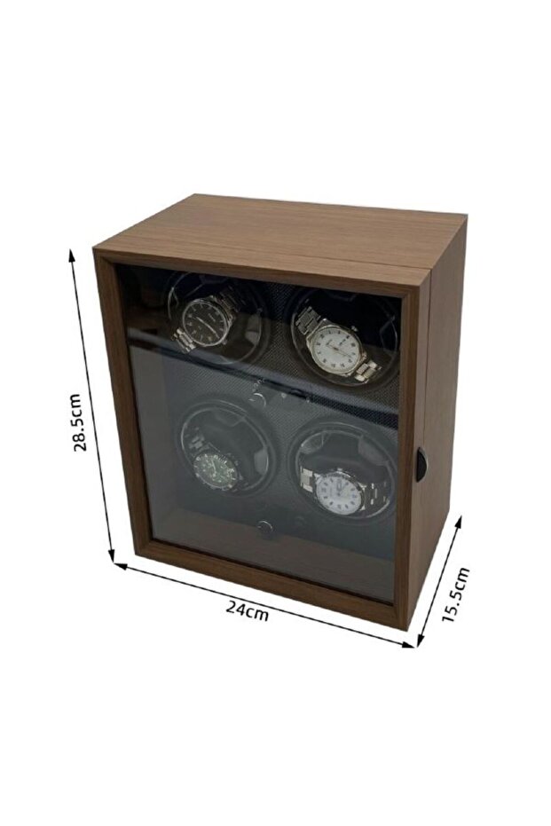 Automatic Watch Winder Box, 4 compartments, LED Lights, 5 modes, 4 rotation programs, Wood finish - 8