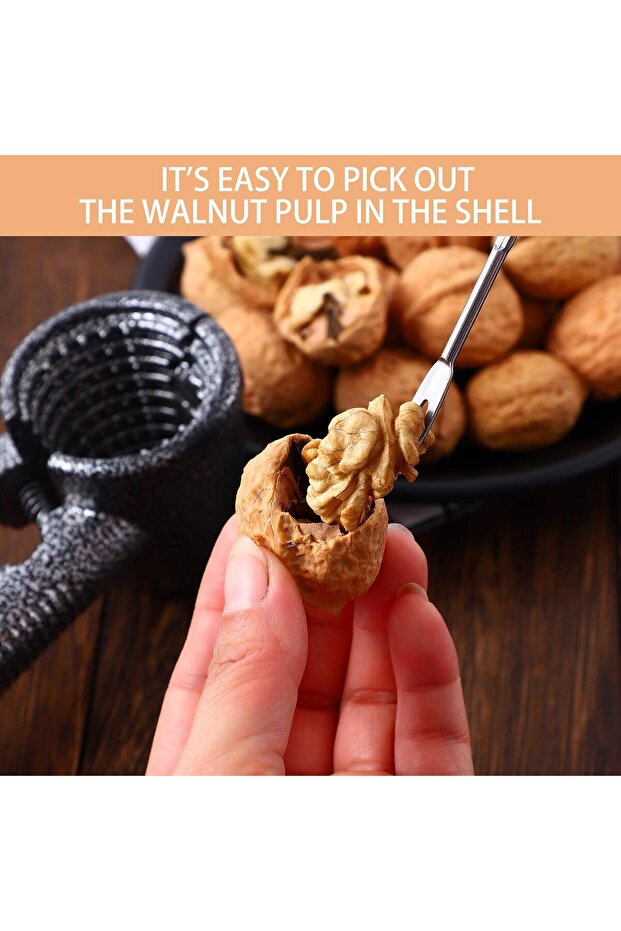 Non-slip handle Pecan Nut Cracker and 2 Picks Walnut Tool Opener - 6