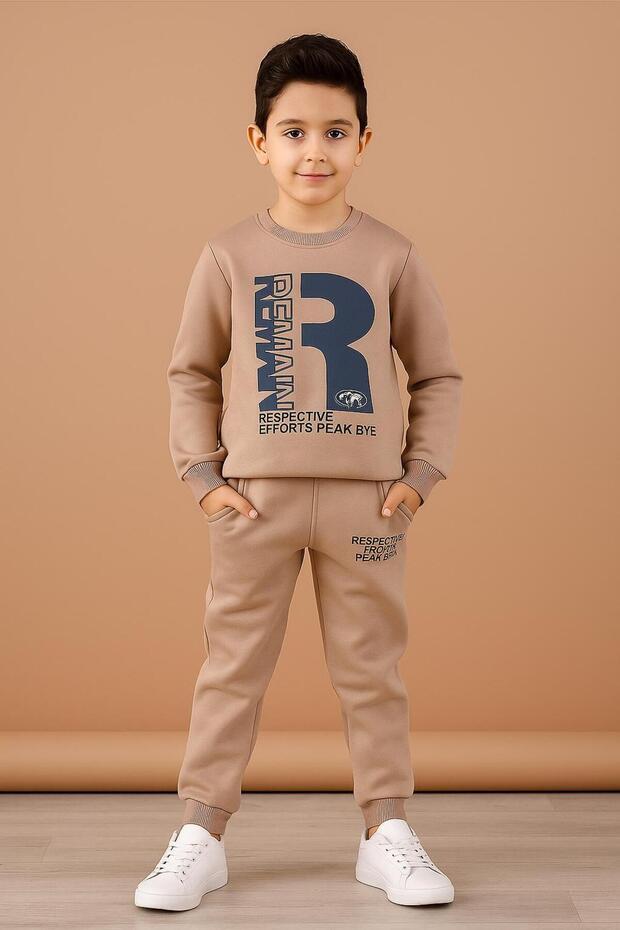 Boy's Pajama Set Printed Winter Tracksuit Set Sweatshirt Cotton 3 Yarn Fleece-Lined