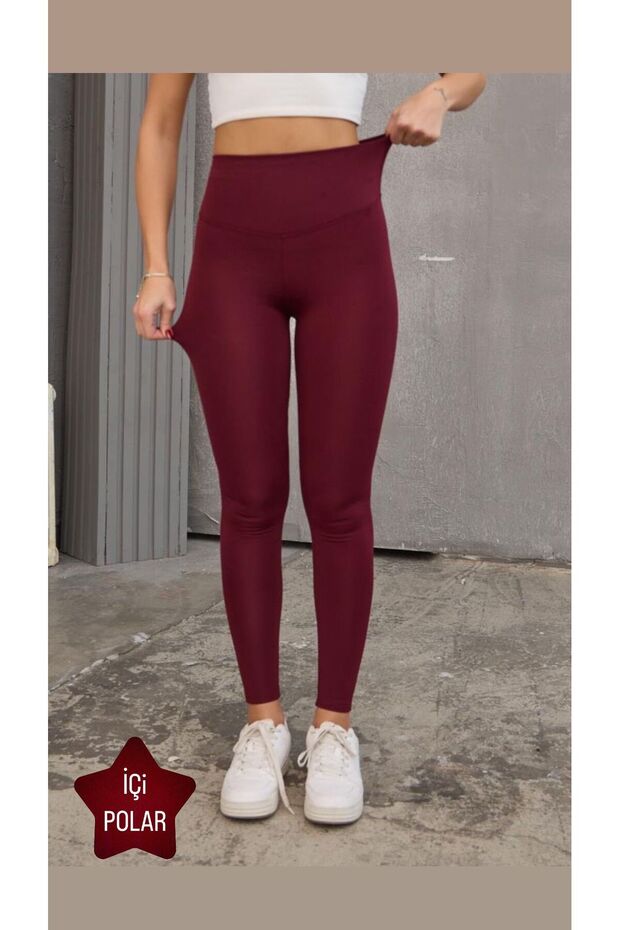 Diver Fabric Burgundy Leggings