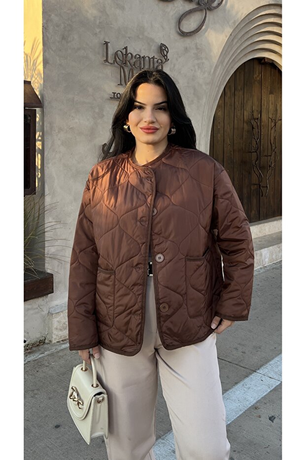 سترة مبطنة بنية اللون - 3