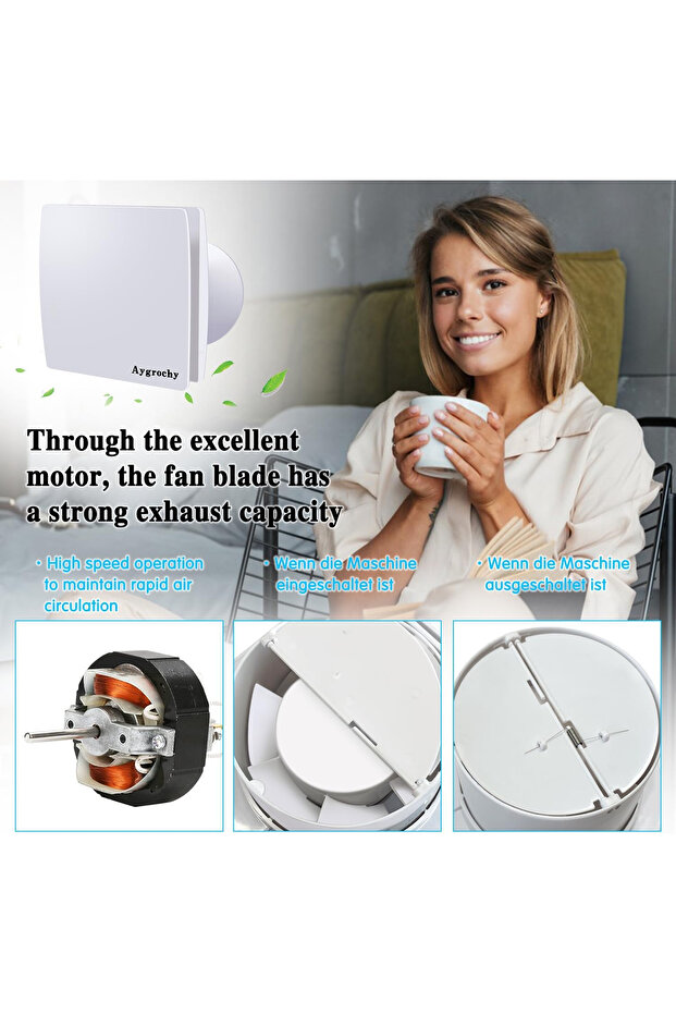 100 mm bathroom fan with humidity sensor and timer, silent operation, low energy consumption - 7