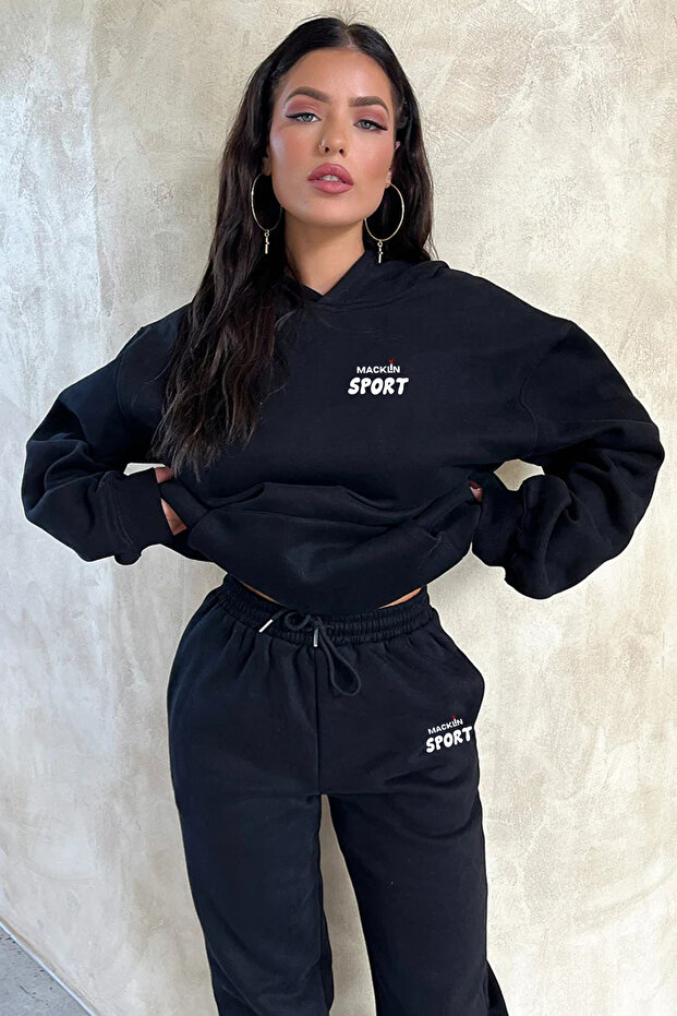 Unisex Men's Women's Sport Printed Oversize 3 Thread Hooded Tracksuit Set