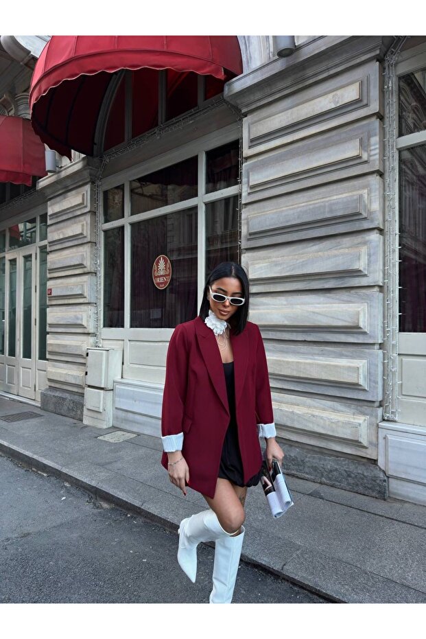 Kol katlı blazer iç çizgili - 1