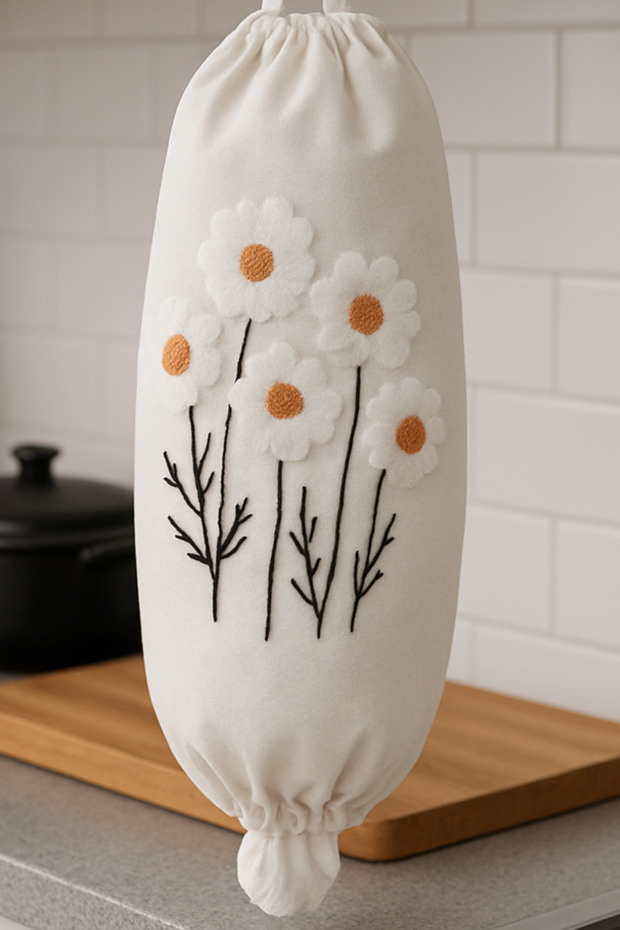 1 Adet Poşetlik & Punch Keten Poşet Düzenleyici – Poşet Organizeri, Mutfak Poşet Düzenleyici - 3