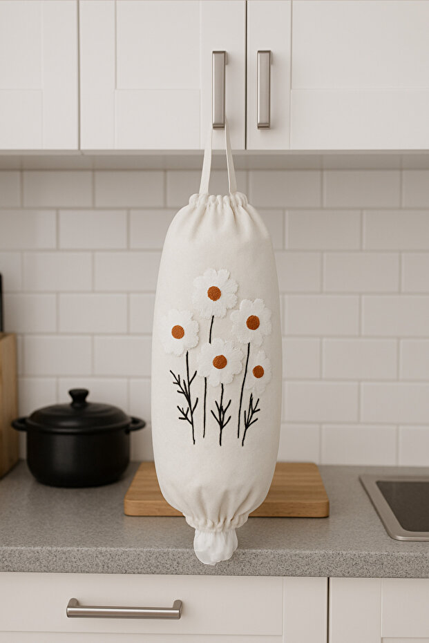 1 Adet Poşetlik & Punch Keten Poşet Düzenleyici – Poşet Organizeri, Mutfak Poşet Düzenleyici - 2