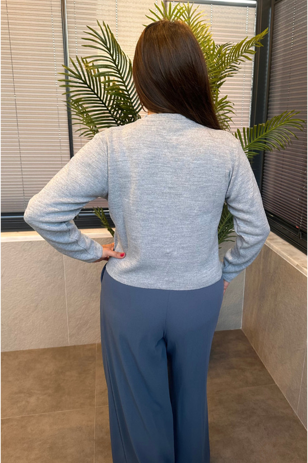 سترة بأزرار فضية رمادية - 3