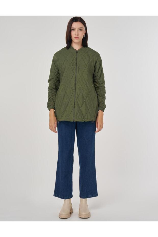 سترة بنمط منقوش باللون الأخضر الغابي - 3