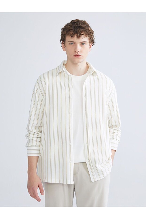 Regular Fit Long Sleeve Striped Men's Shirt