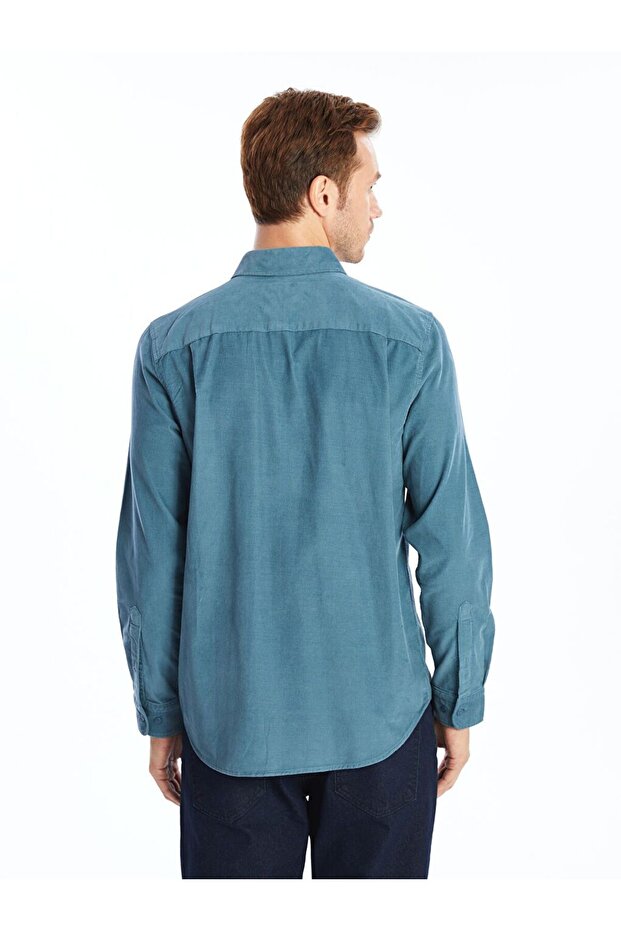 LCWAIKIKI Classic Regular Fit Uzun Kollu Kadife Erkek Gömlek - 8