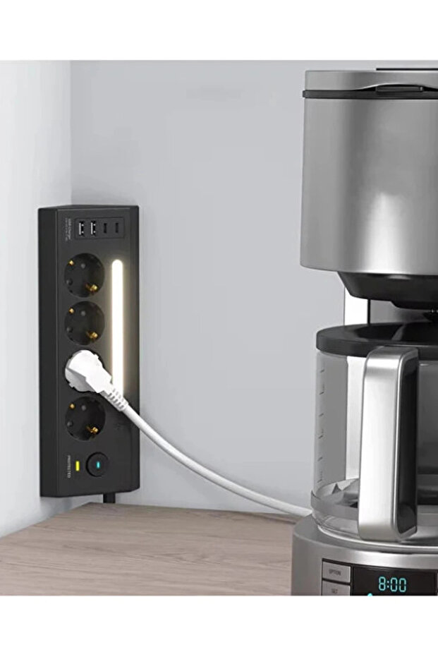 Lp764 Çoklu Gece Lambalı Priz Yüksek Gerilim Korumalı 4’lü Priz 2xusb 2xtype-c Çıkışlı Grup Priz Çoğ - 3