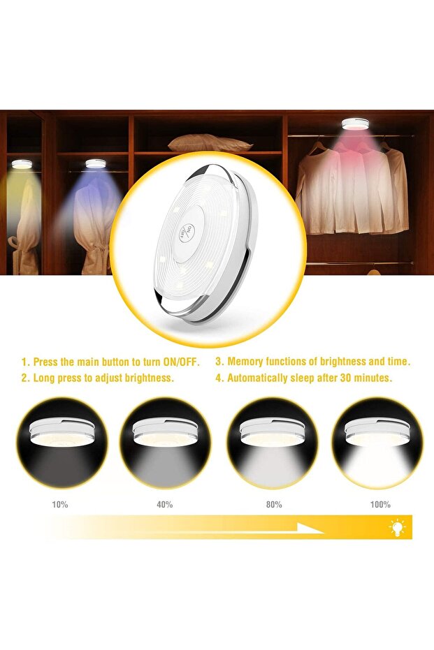 LED Puck Lights, Battery Operated with Remote, Timer & Dimmer, Under-Cabinet, 7 Colors - 5