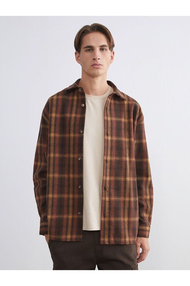 XSIDE Rahat Kalıp Uzun Kollu Ekose Erkek Oduncu Gömlek - 1