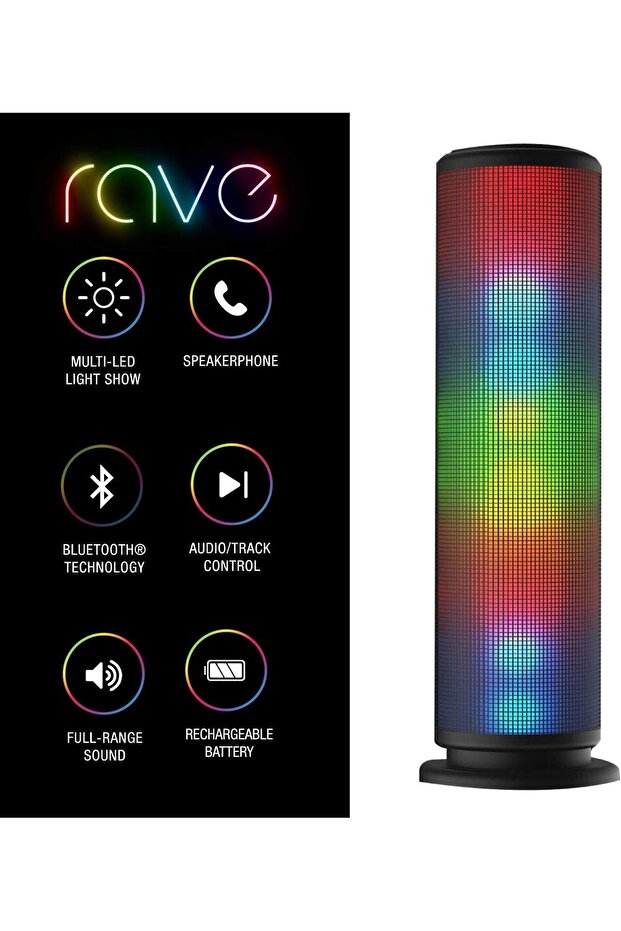 Dream Speaker BK-24553 Portable Bluetooth Speaker 10W 9.4" with LED Visual Equalizer, 3.5mm Input & - 1
