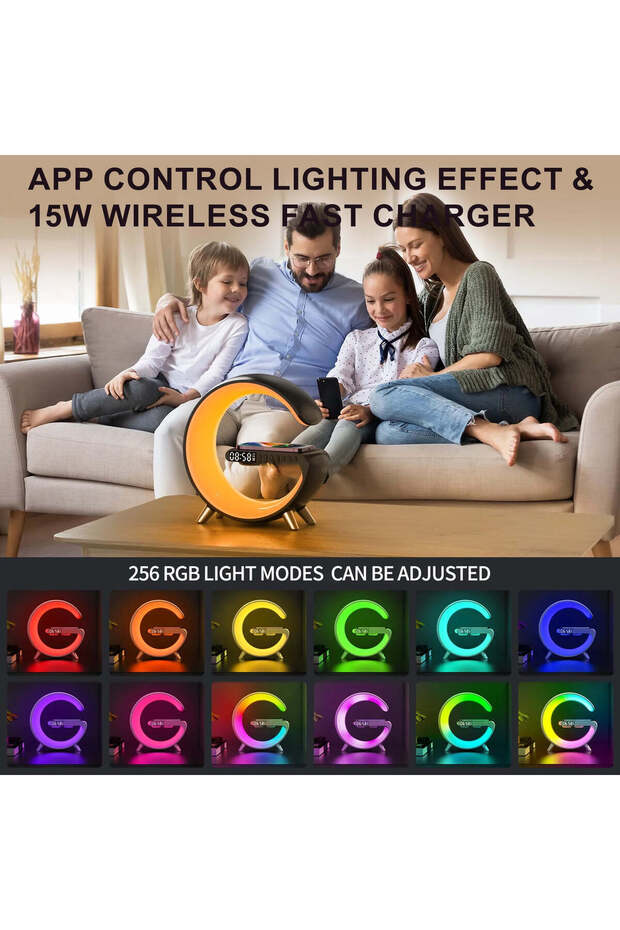 Multifunctional Smart Lamp App Control | Color Changing Bedside Lamp with BT Speaker (Black) - 3