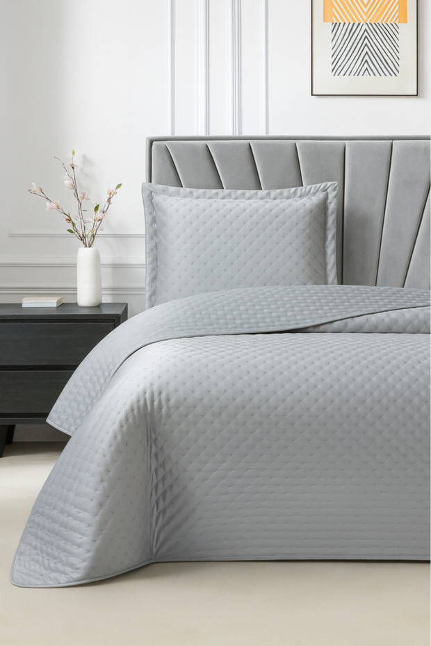 Parma Single Luxury Velvet 180X240 cm Bedspread Gray