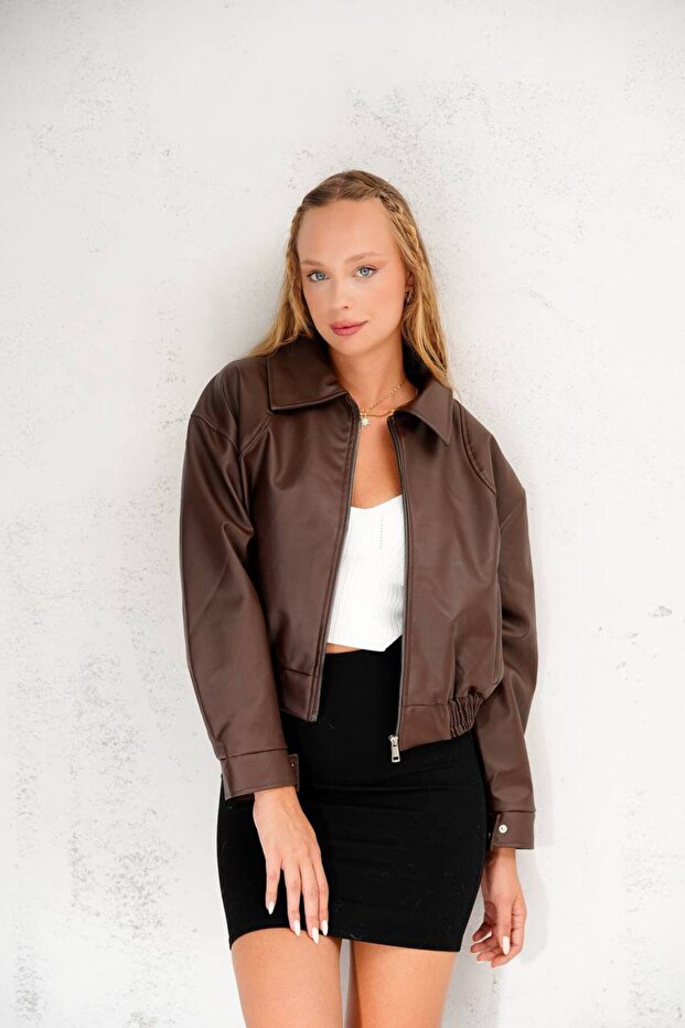 Trend Crop Basic Deri Ceket - 2