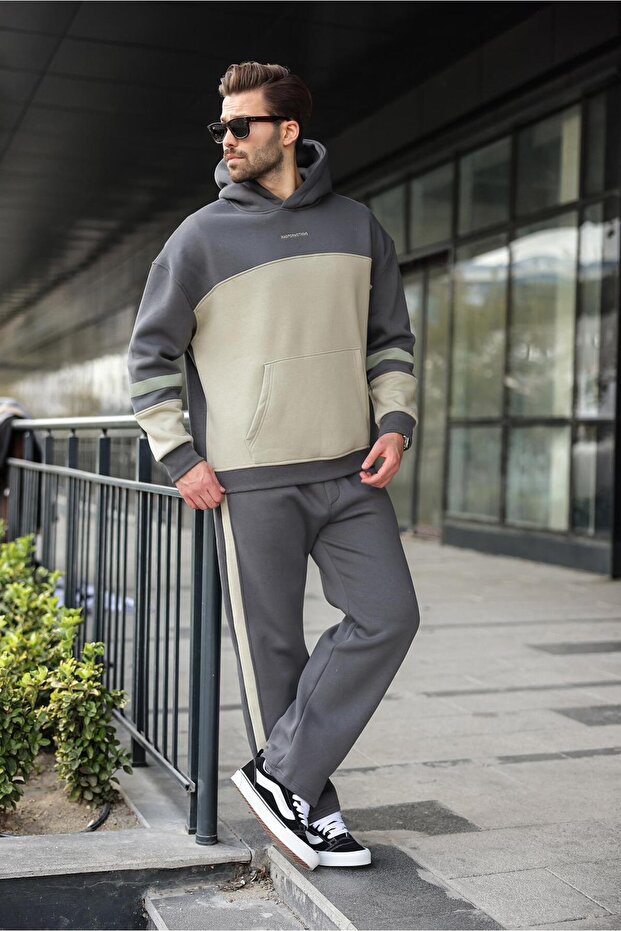 Set de trening cu glugă, afumat, E7340 - 4