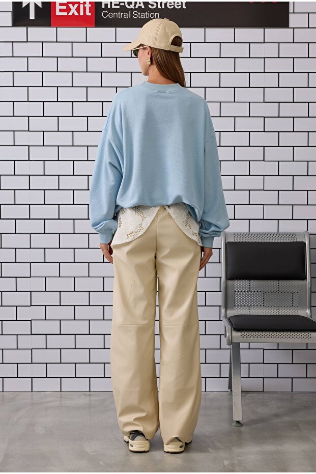 Nakışlı Sweatshirt Bebe Mavi - 6