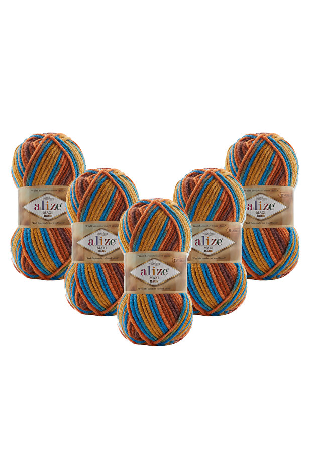 Superlana Maxi Batik 5-Pack – 8026 - Thick Knitting Yarn for Winter Sweaters, Cardigans, and Scarves