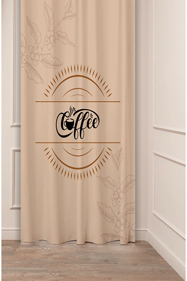 Coffe Time Espresso Latte Coffee Time Bohemian Patterned Special Design Digital Printed Stylish Style Background Curtain - 1