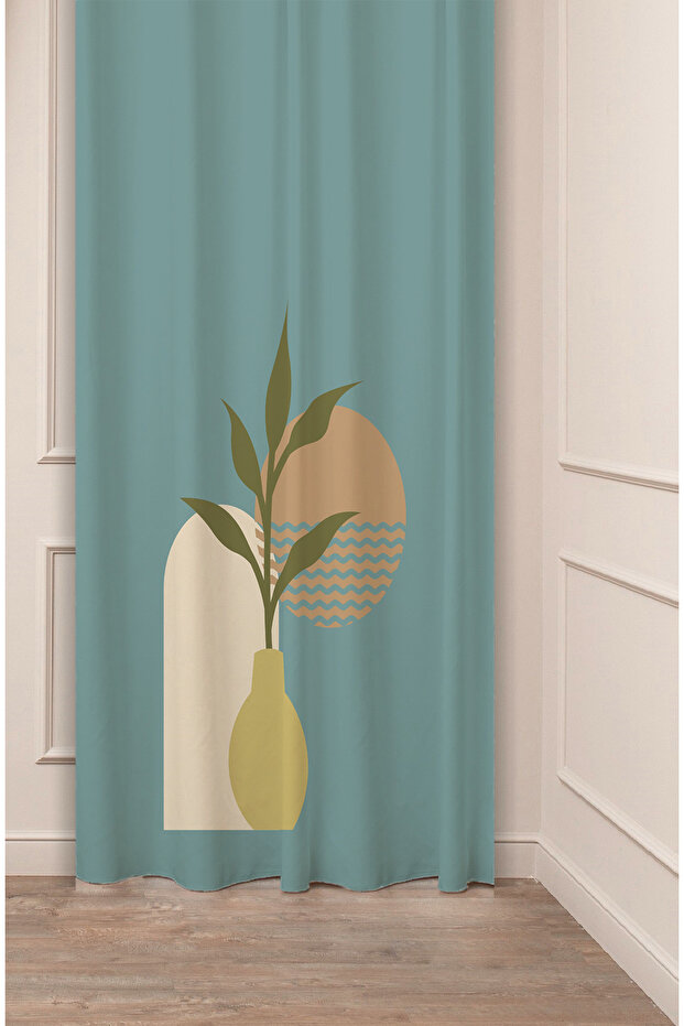 Bohemian Leaf Patterned Specially Designed Digital Printed Modern Style Modern Stylish Style Background Curtain