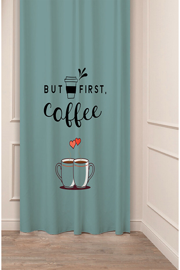Coffe Time Espresso Latte Coffee Time Bohemian Patterned Special Design Digital Printed Stylish Style Background Curtain