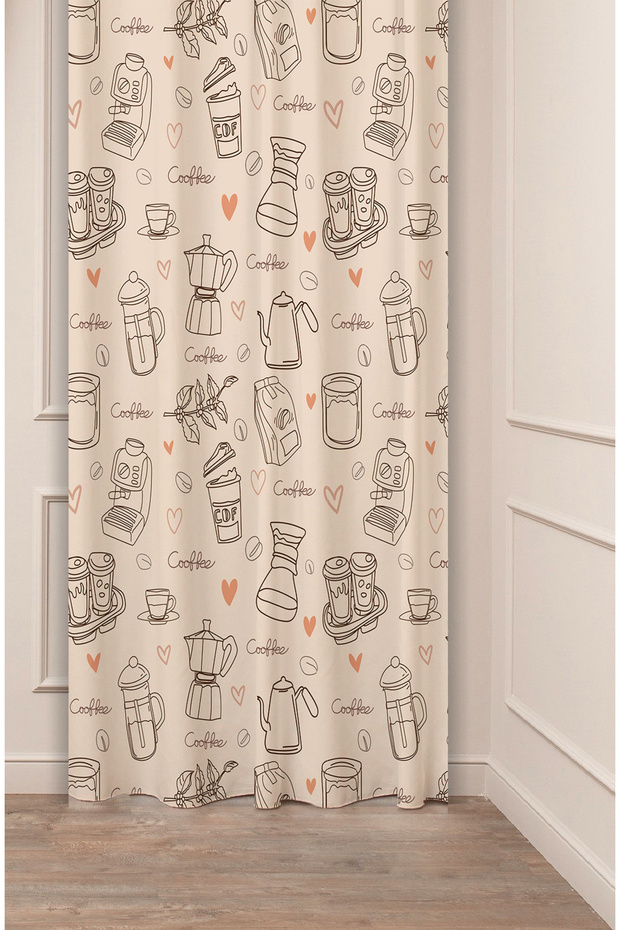 Coffe Time Espresso Latte Coffee Time Bohemian Patterned Special Design Digital Printed Stylish Style Background Curtain - 1