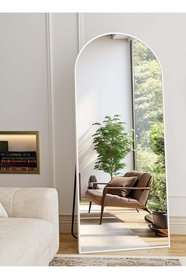 Large Mirror With Elegant Design160x50cm-full Length Mirror With Silver Metal Frame And Back Stand - 5