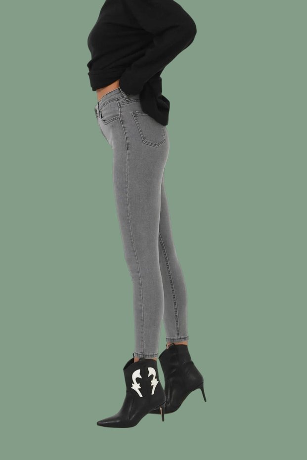 Marua Women's High Waist Lycra Slimming Gray Skinny Jeans