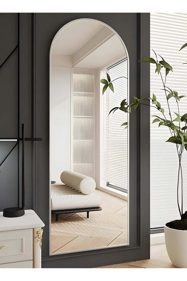 Large Mirror With Elegant Design150x50cm-full Length Mirror With Silver Metal Frame And Back Stand - 4