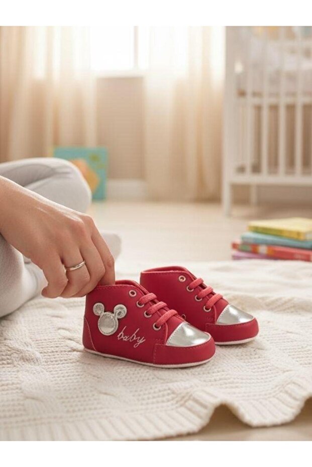 Baby Girl Mickey Patterned Sneakers-Look Booties