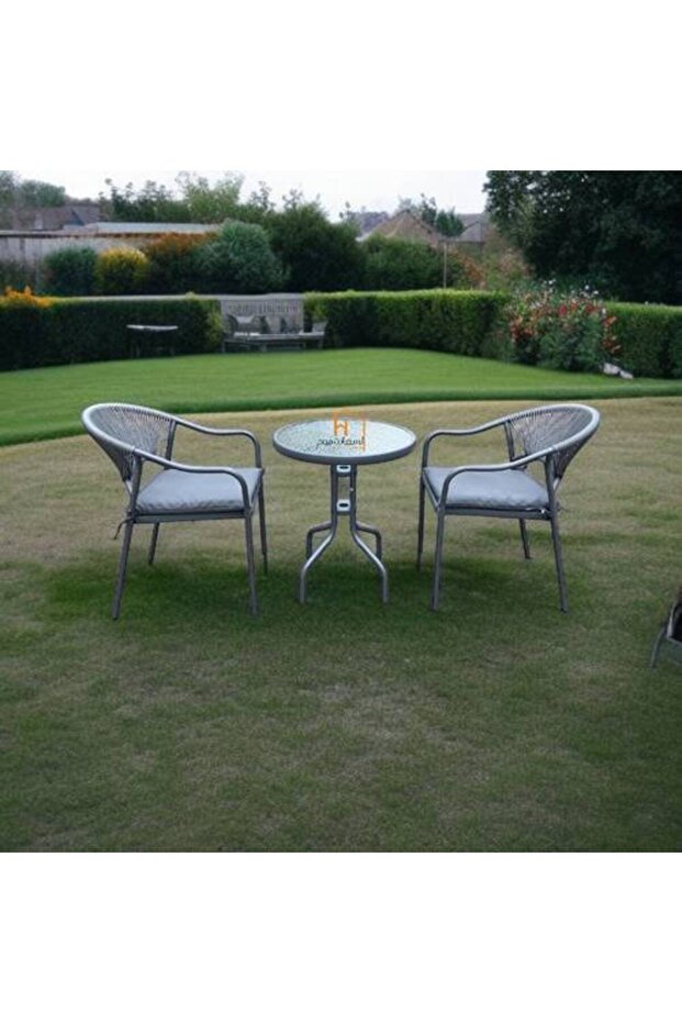 طقم طاولة شاي - كرسيين - رمادي - 1