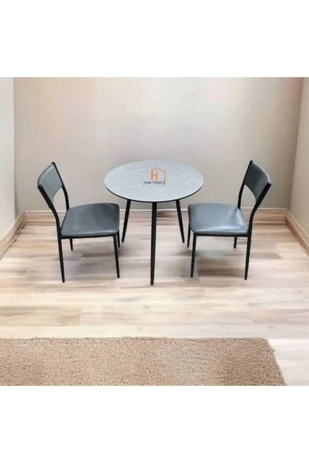 طقم طاولة شاي - كرسيين - رمادي فاتح - 1