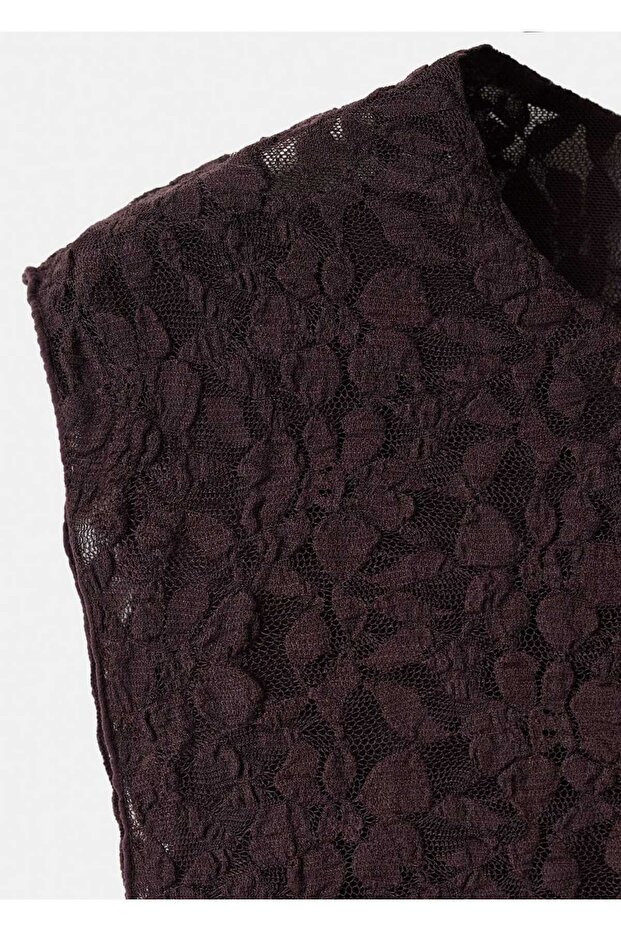 Asimetrik dantel elbise - 7