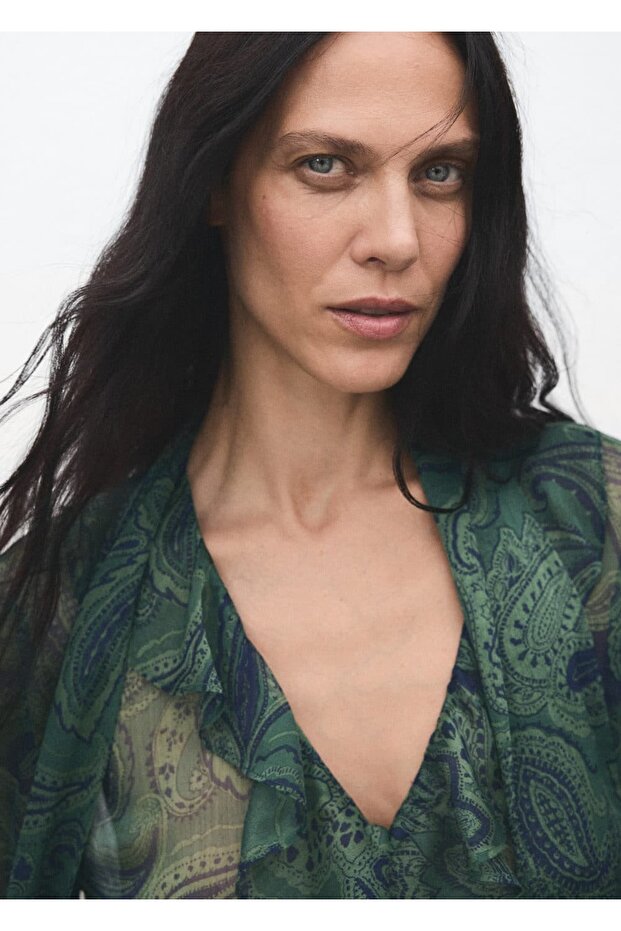 Şal desenli bluz - 5