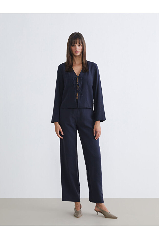 Esvab • Modern & Distinctive Wide-Leg Women's Trousers with Waist Drawstring