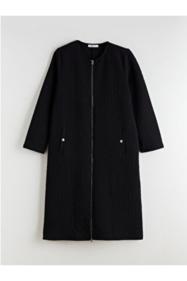 LCW GraceSiyah Bisiklet Yaka Fermuarlı Tesettür Kap - 2