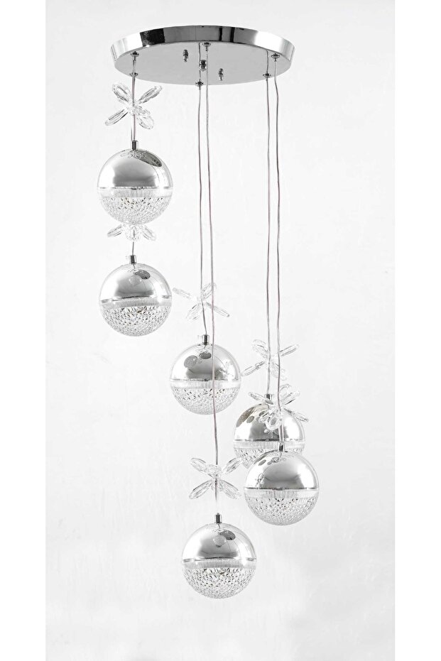 Dron 6 toplu Krom Modern Ledli Yatak Odası antre Avize - 1