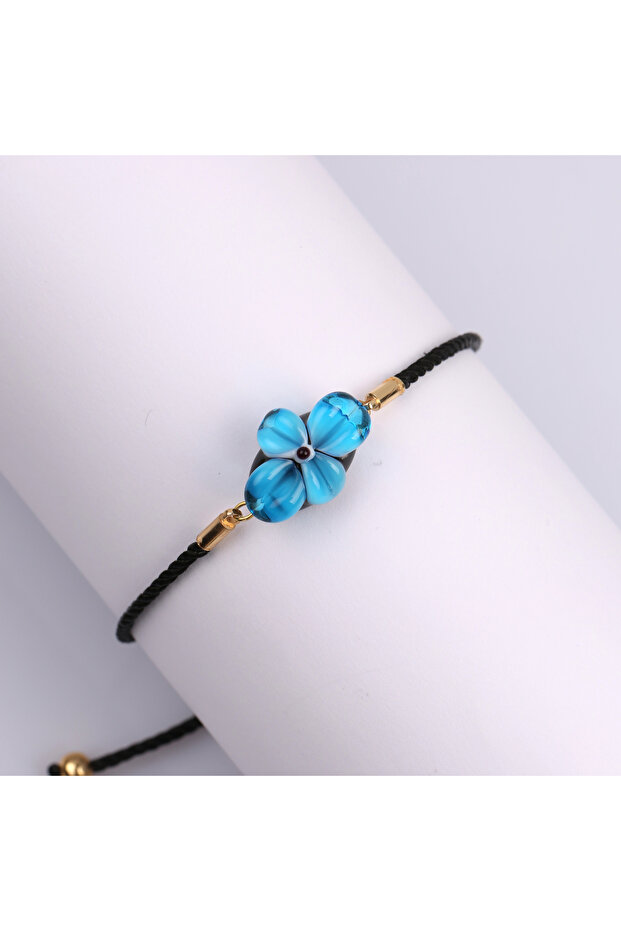 Blue Floor Flower Murano Glass Beaded Bracelet