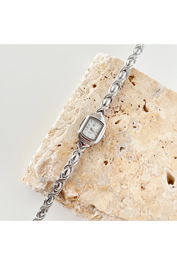 ساعة أريون الفضية باللون الأبيض - 1