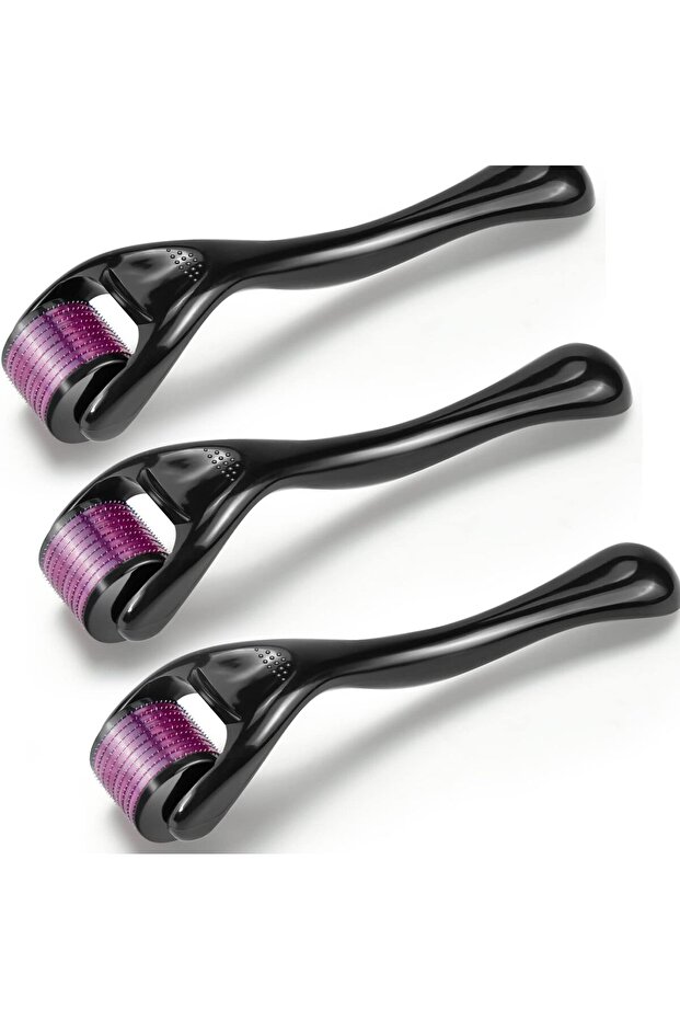 Set of 3 Derma Roller - 0.5/1.0/1.5 mm, 540 Titanium Needles, Case
