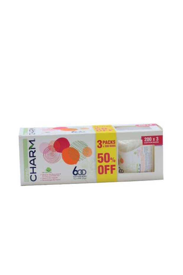 Charm Cotton Buds 3 x 200 pcs (600 total)