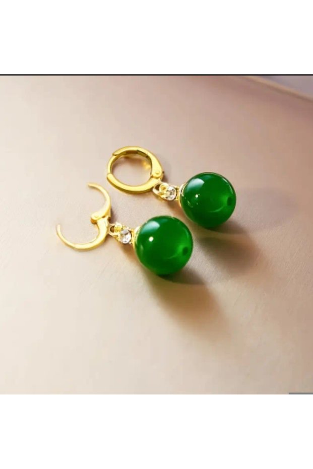 Qingdao Green Round Glass Beads with Matching Beads, for Banquets, Weddings, Parties, and Everyday Wear